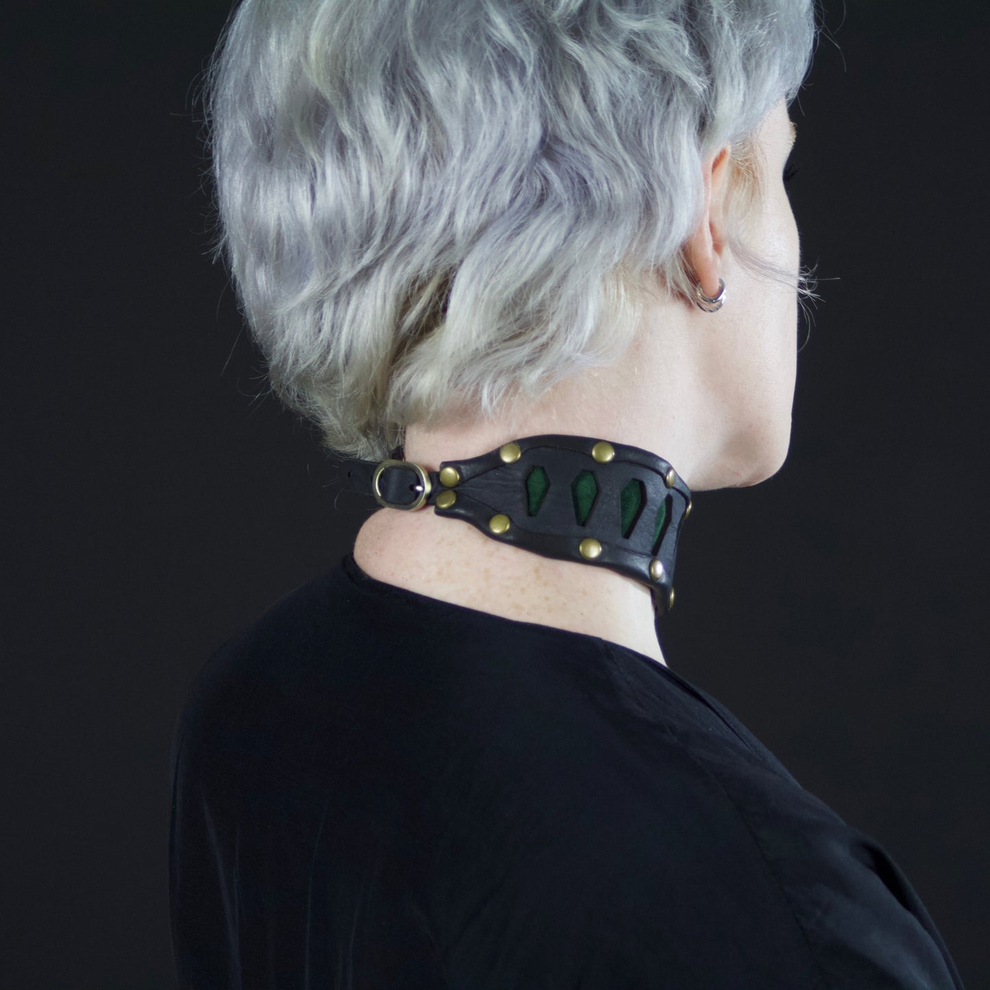Coffin Cutout Leather Collar