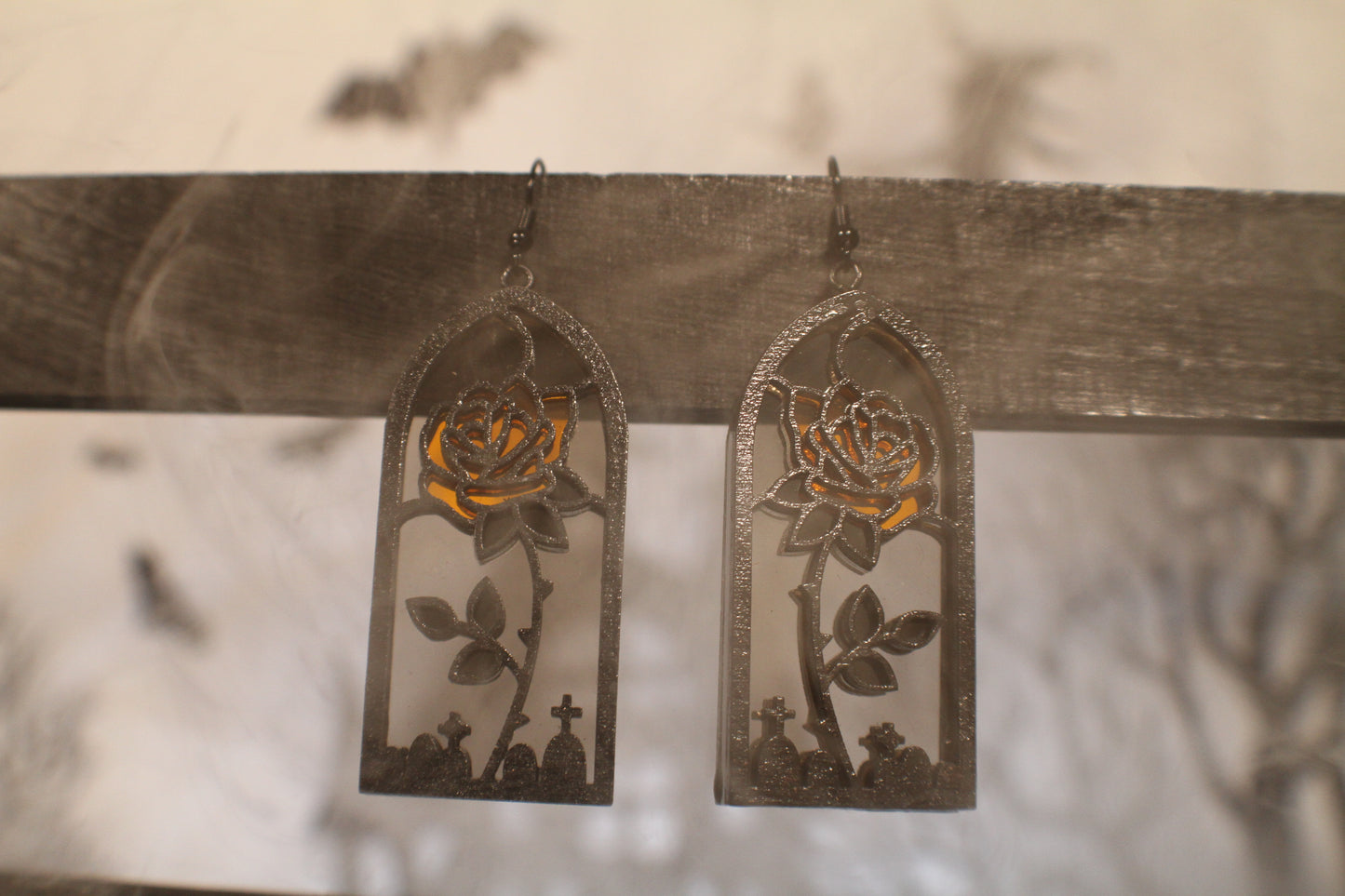 Rose Stained Glass Window Earrings