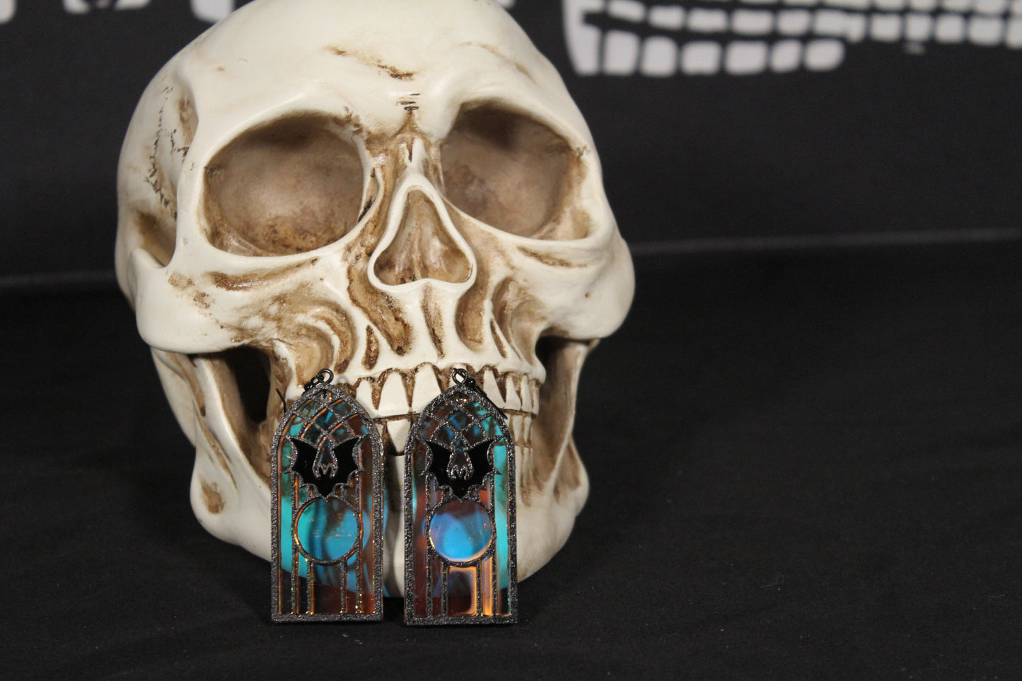 Bat Stained Glass Window Earrings