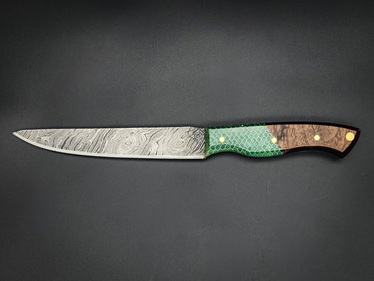 Snake Handled Damascus Utility Knife