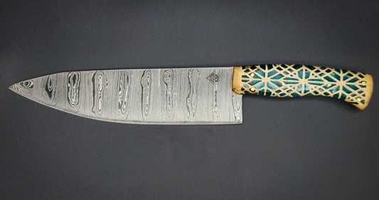 Lattice Handled Damascus Chef Knife