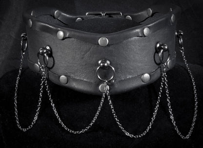 Leather Collar with Chains