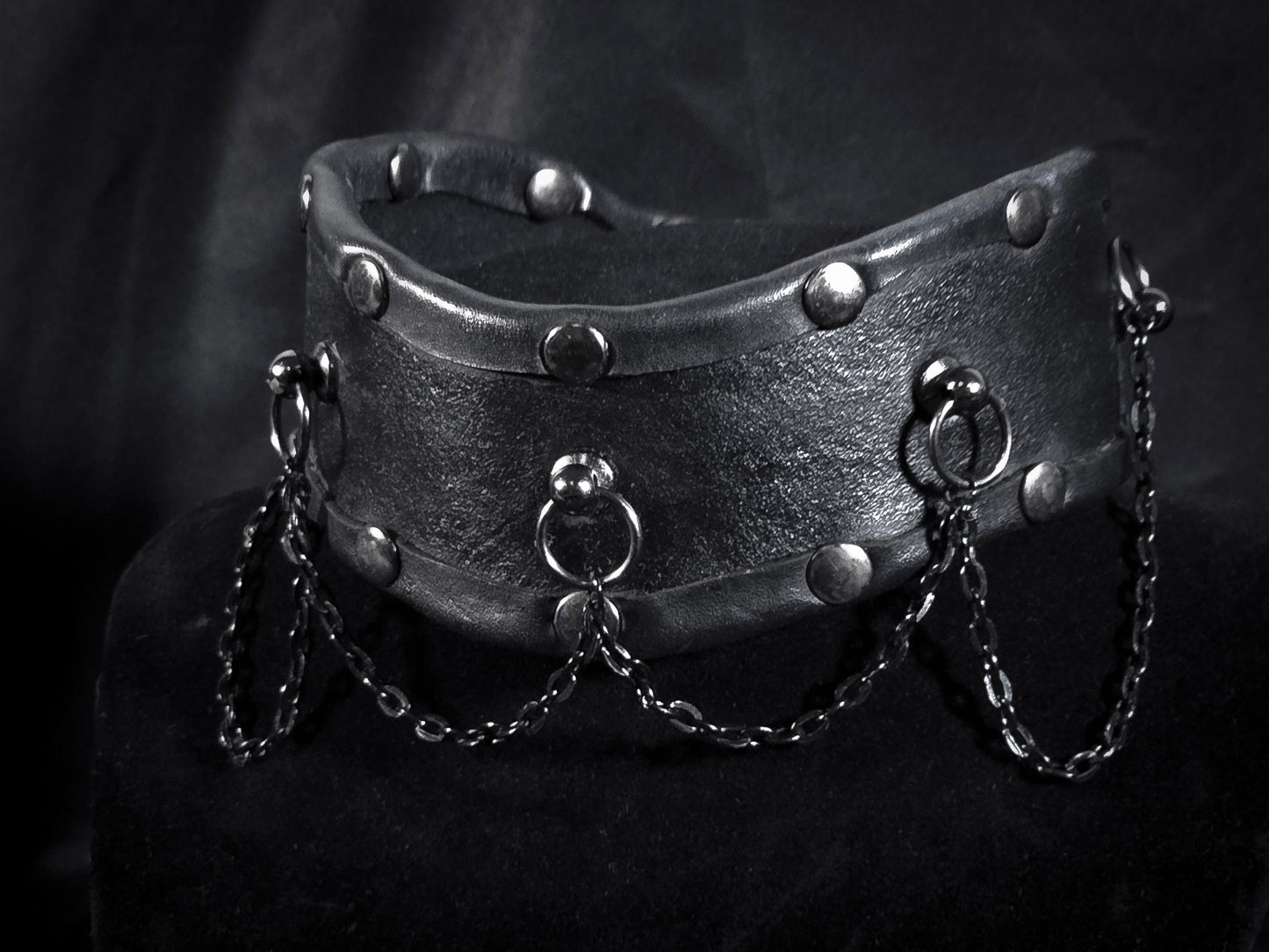 Leather Collar with Chains