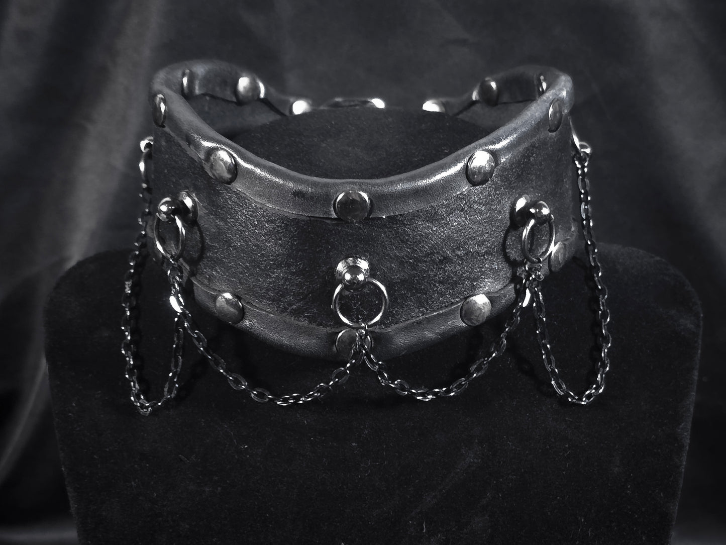 Leather Collar with Chains