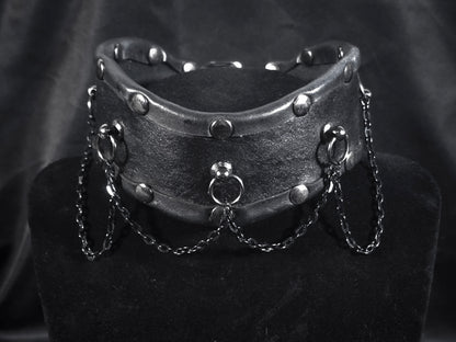 Leather Collar with Chains