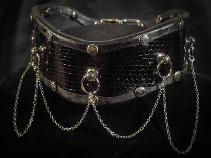 Leather Collar with Chains