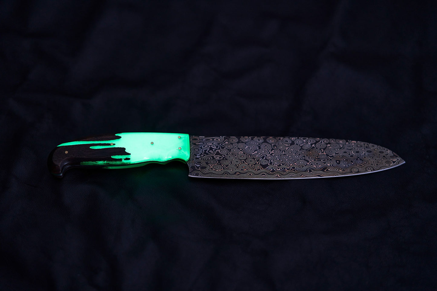 10" Deba Style Chef Knife - Green Radioactive & Walnut Handle