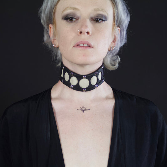 Moon Phases Leather Collar