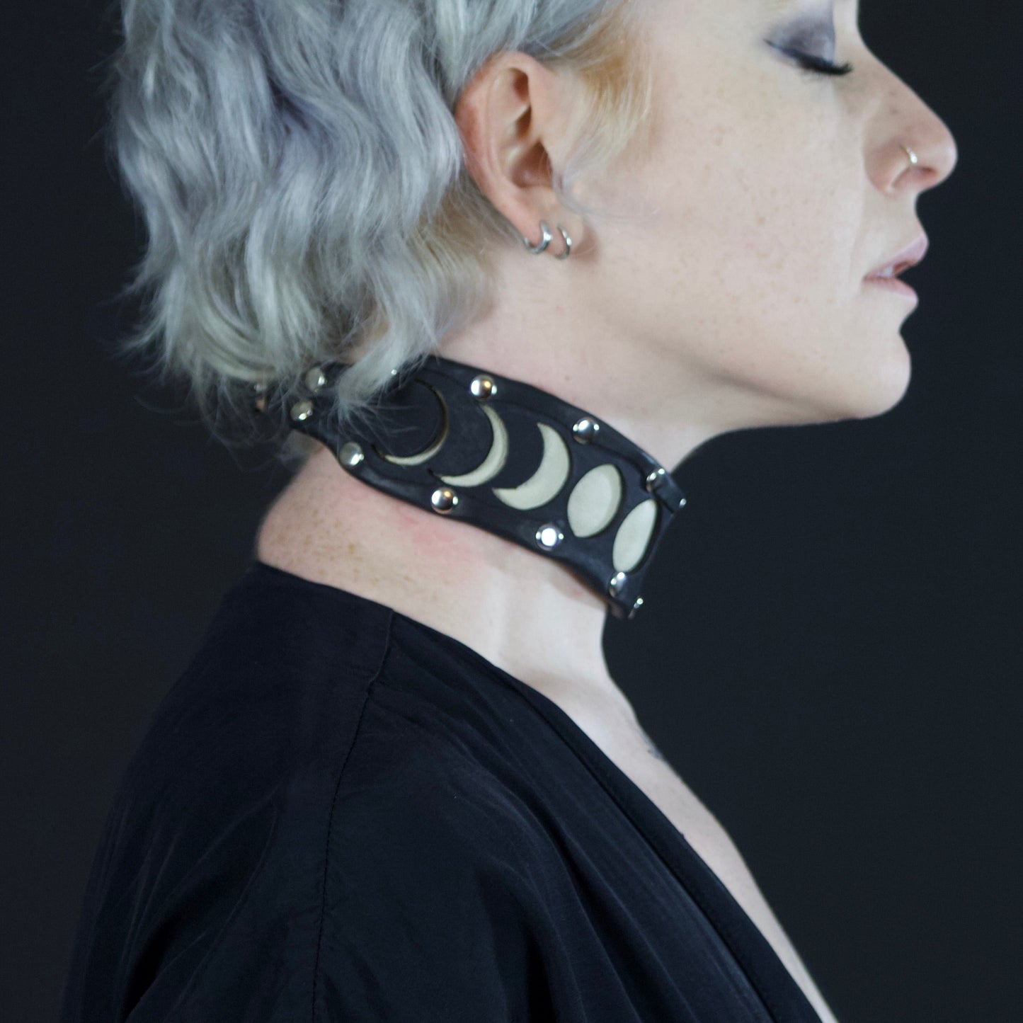 Moon Phases Leather Collar