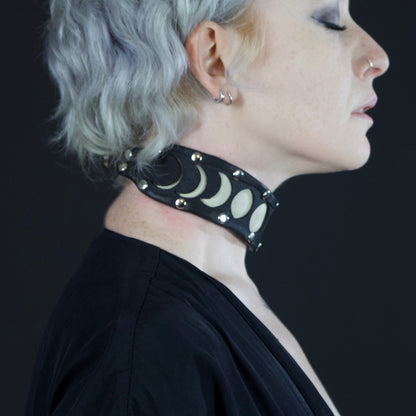 Moon Phases Leather Collar