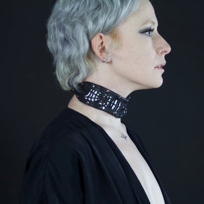 Cobwebs Cutout Leather Collar