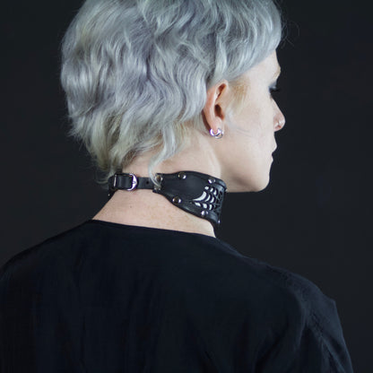 Cobwebs Cutout Leather Collar