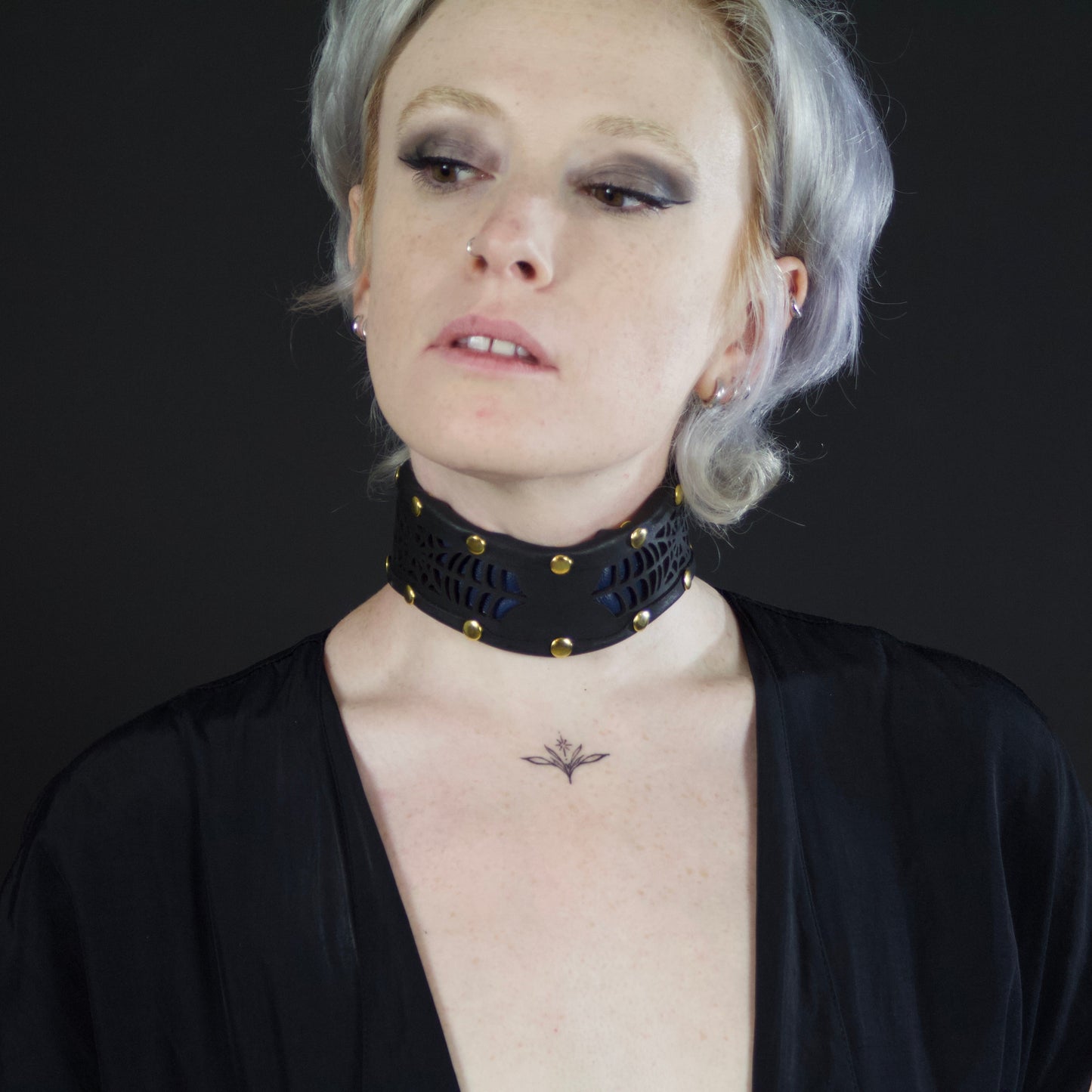 Cobwebs Cutout Leather Collar