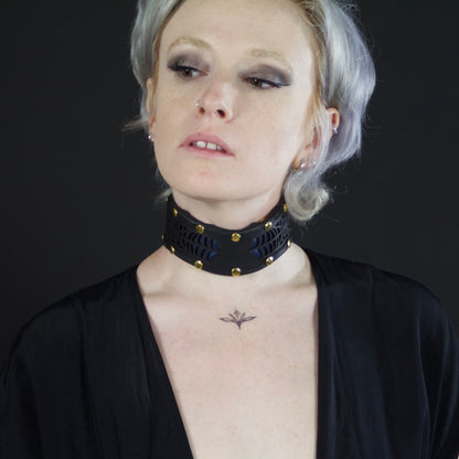Cobwebs Cutout Leather Collar