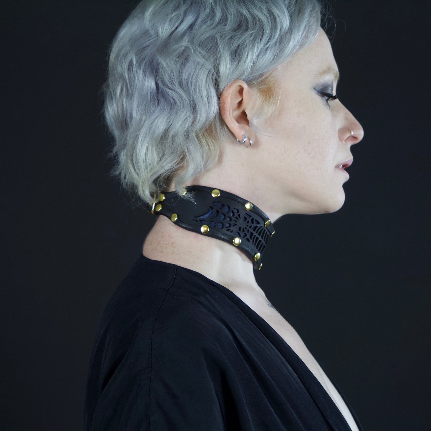 Cobwebs Cutout Leather Collar
