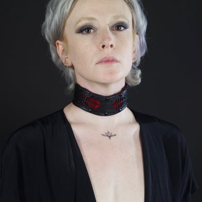 Cobwebs Cutout Leather Collar