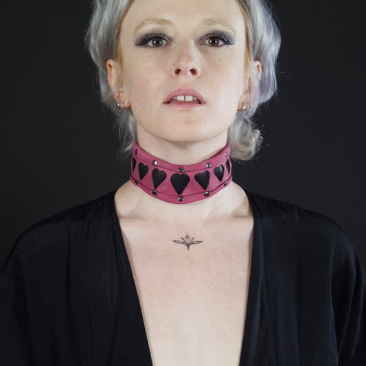 Heart Cutout Leather Collar