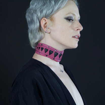 Heart Cutout Leather Collar
