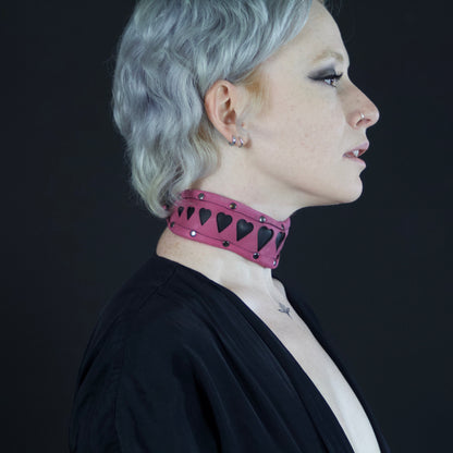Heart Cutout Leather Collar