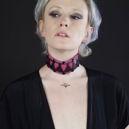 Heart Cutout Leather Collar