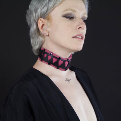 Heart Cutout Leather Collar