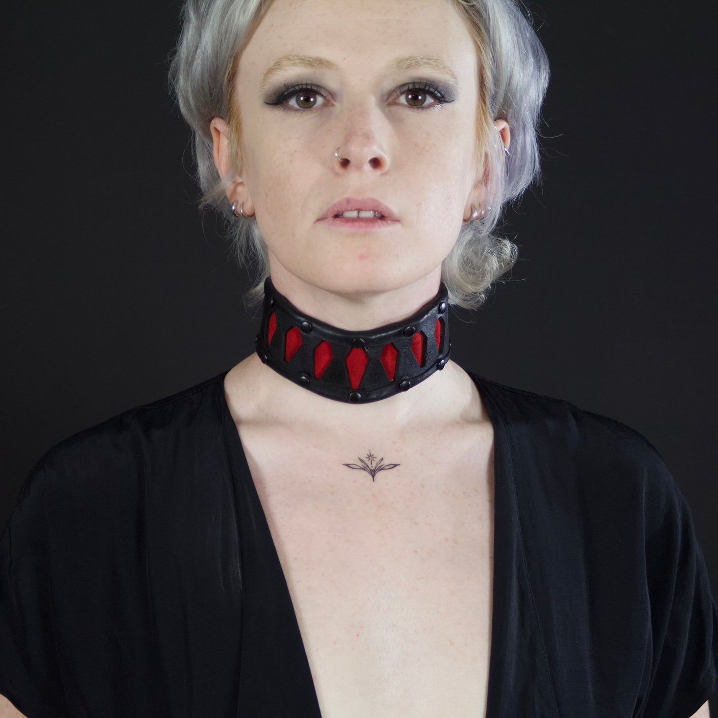 Coffin Cutout Leather Collar