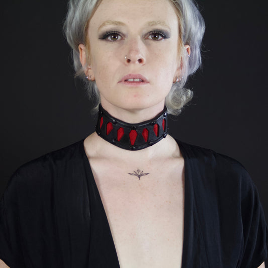 Coffin Cutout Leather Collar