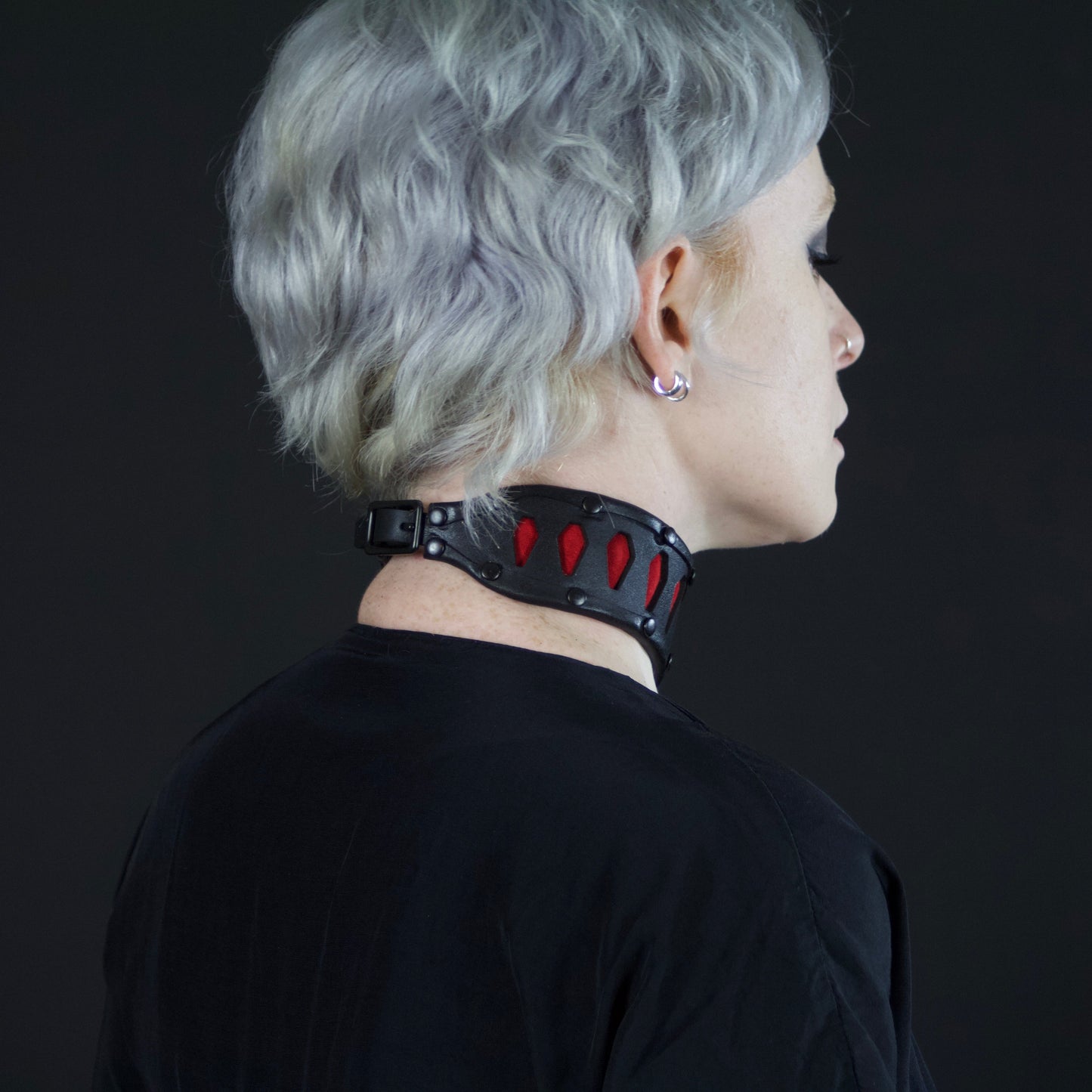 Coffin Cutout Leather Collar