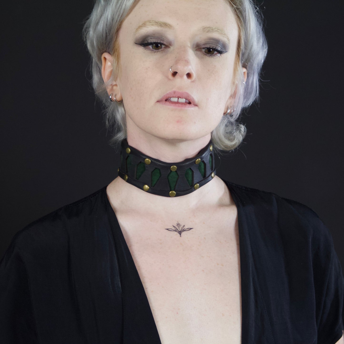 Coffin Cutout Leather Collar