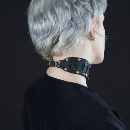 Coffin Cutout Leather Collar