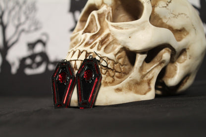 Skull Stained Glass Coffin Earrings