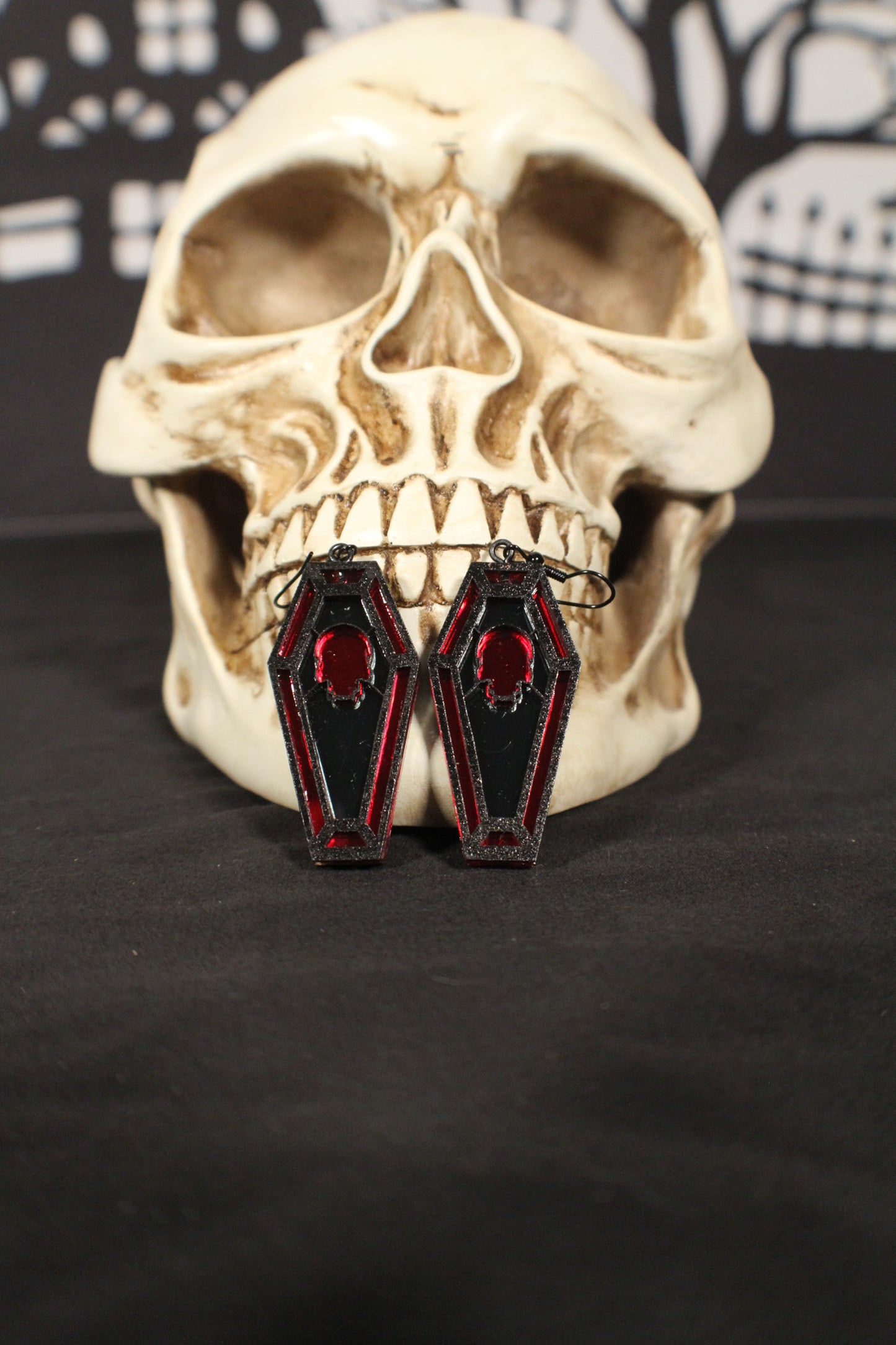 Skull Stained Glass Coffin Earrings