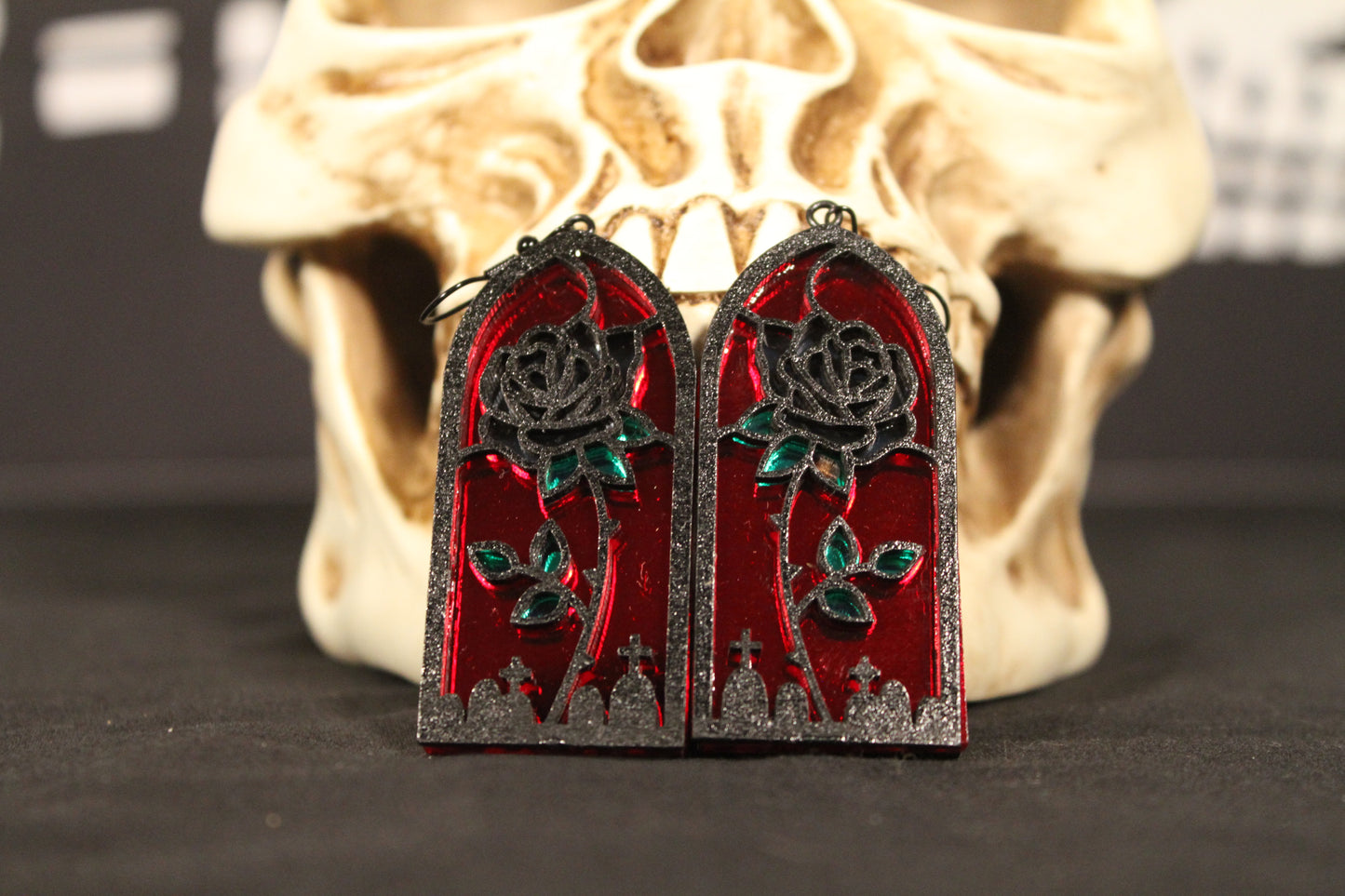Rose Stained Glass Window Earrings
