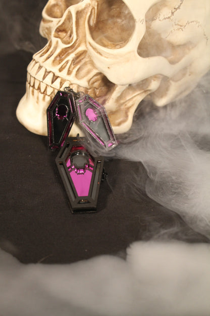Skull Stained Glass Coffin Earrings