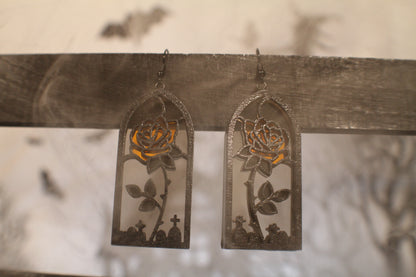 Rose Stained Glass Window Earrings