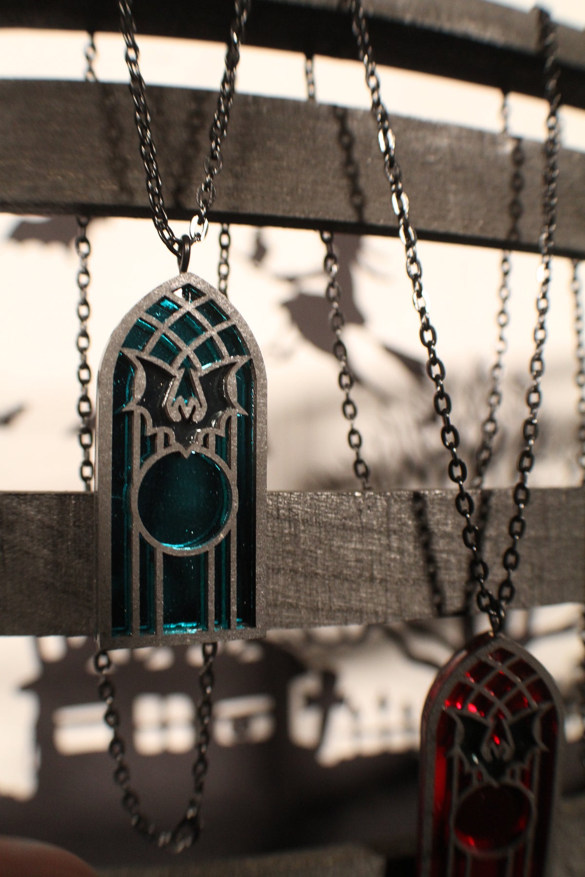 Bat Stained Glass Window Pendant