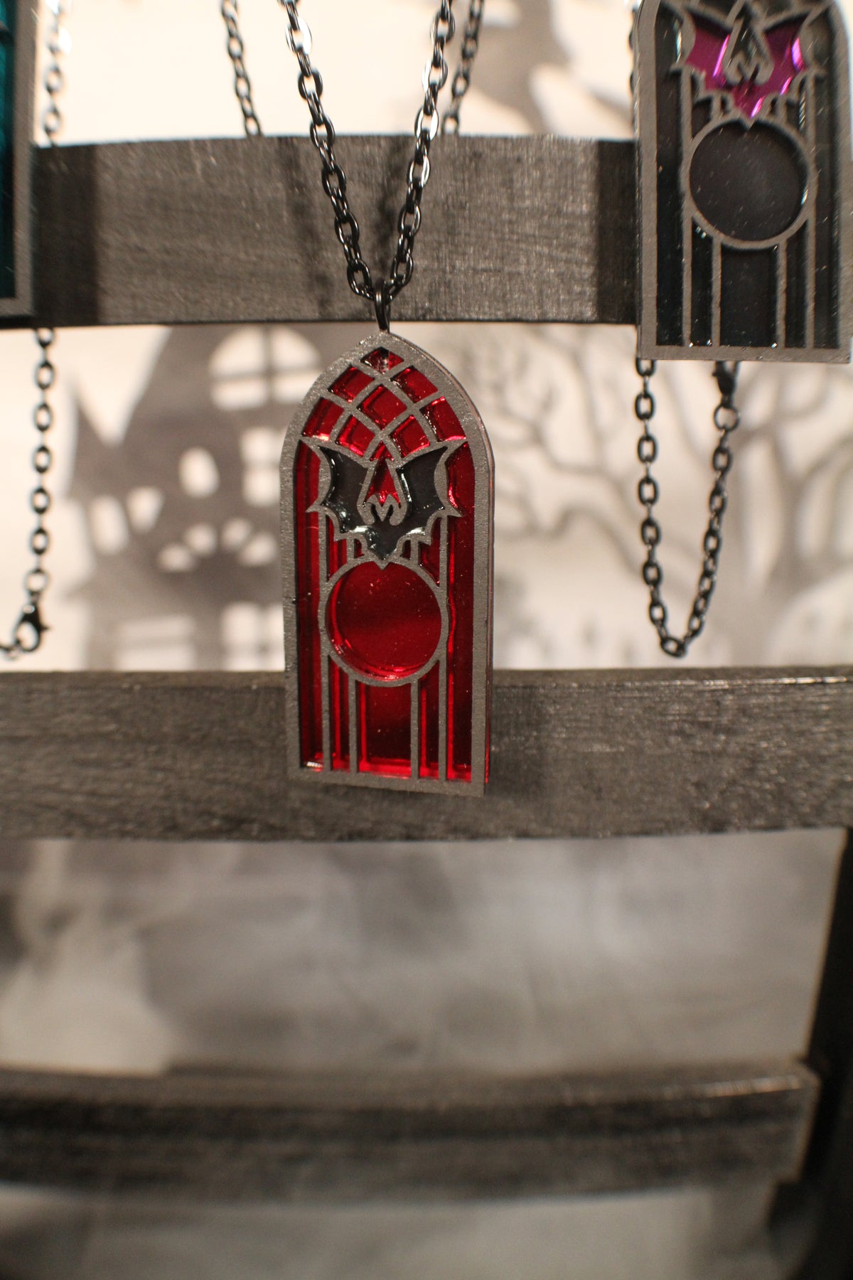 Bat Stained Glass Window Pendant