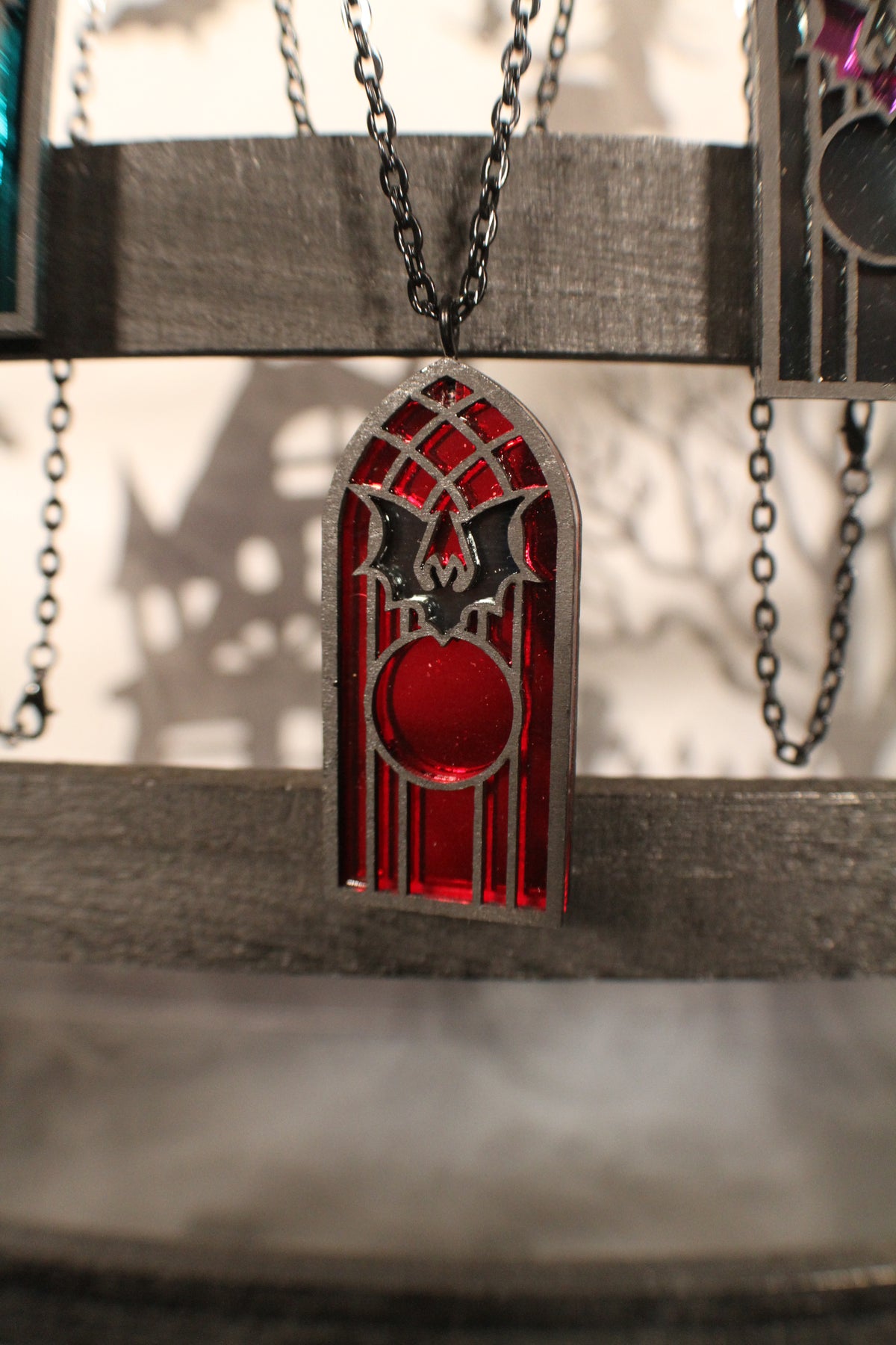 Bat Stained Glass Window Pendant
