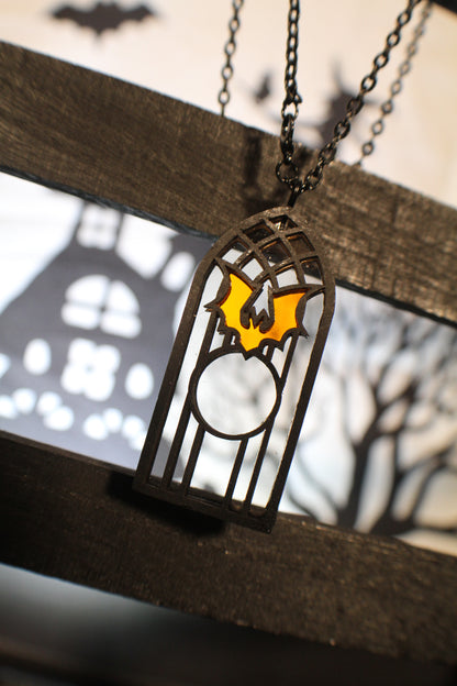 Bat Stained Glass Window Pendant