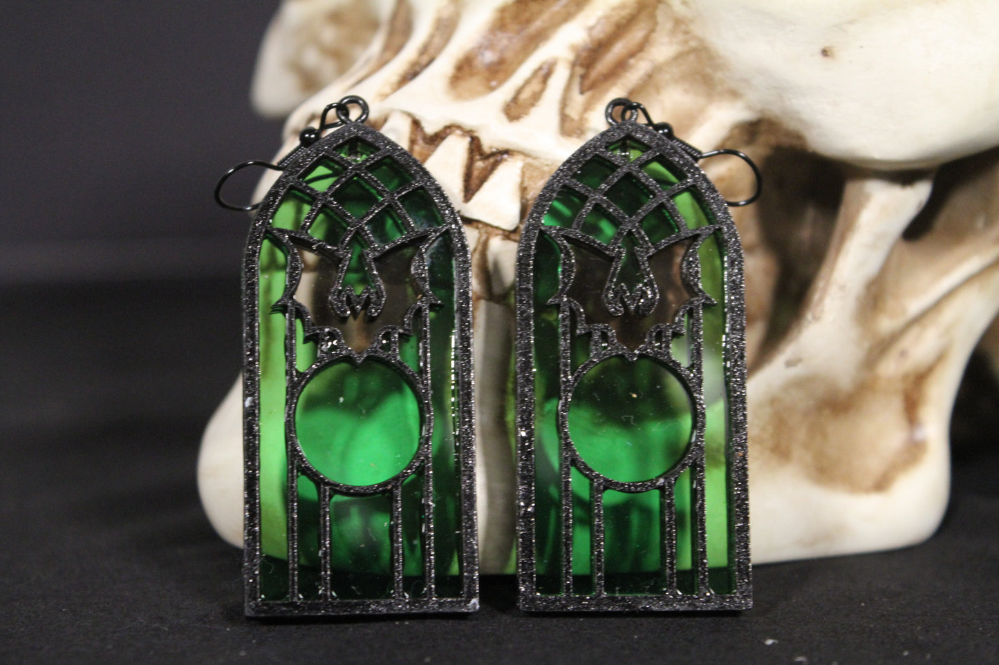 Bat Stained Glass Window Earrings