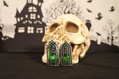 Bat Stained Glass Window Earrings