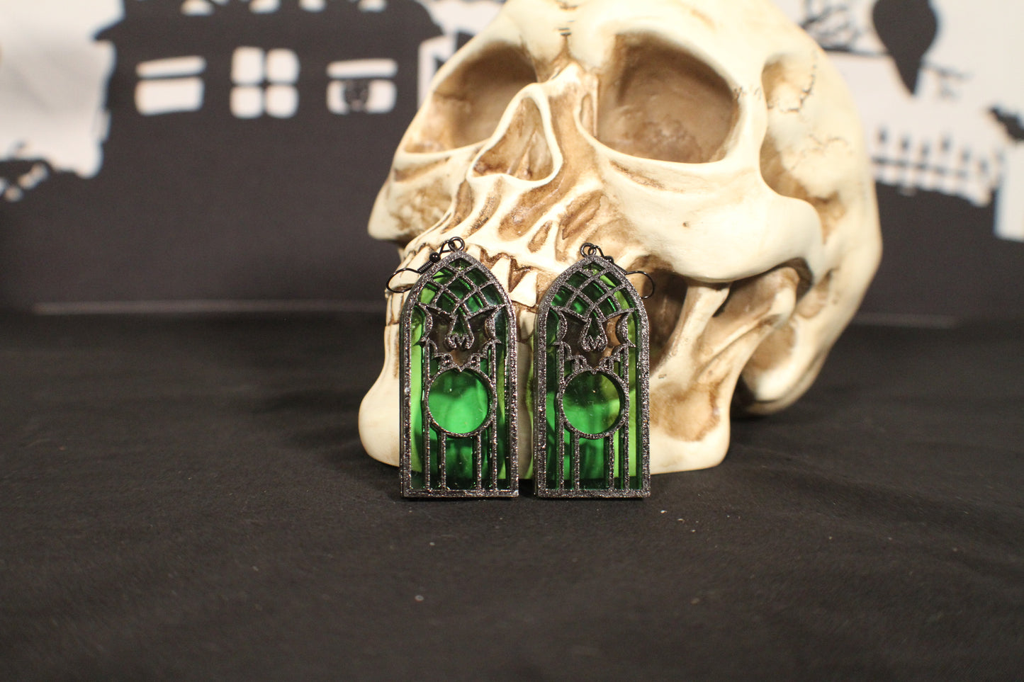 Bat Stained Glass Window Earrings