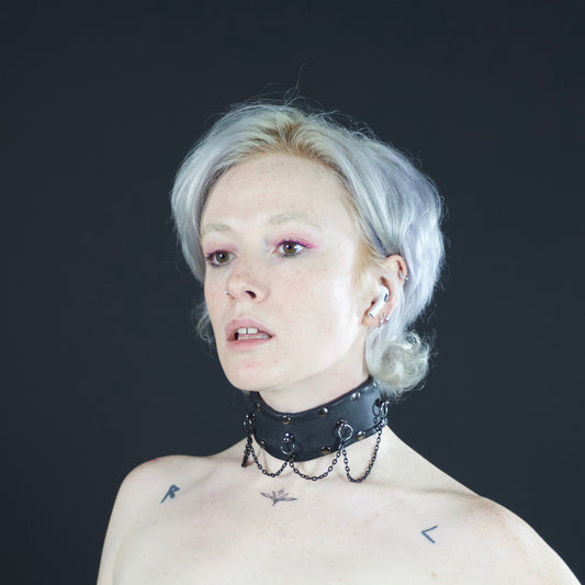 Leather Collar with Chains