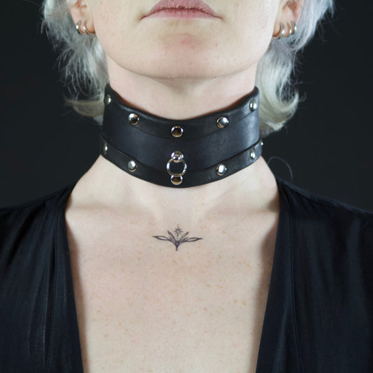 Black Leather Collar with O-Ring