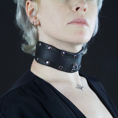 Black Leather Collar with O-Ring
