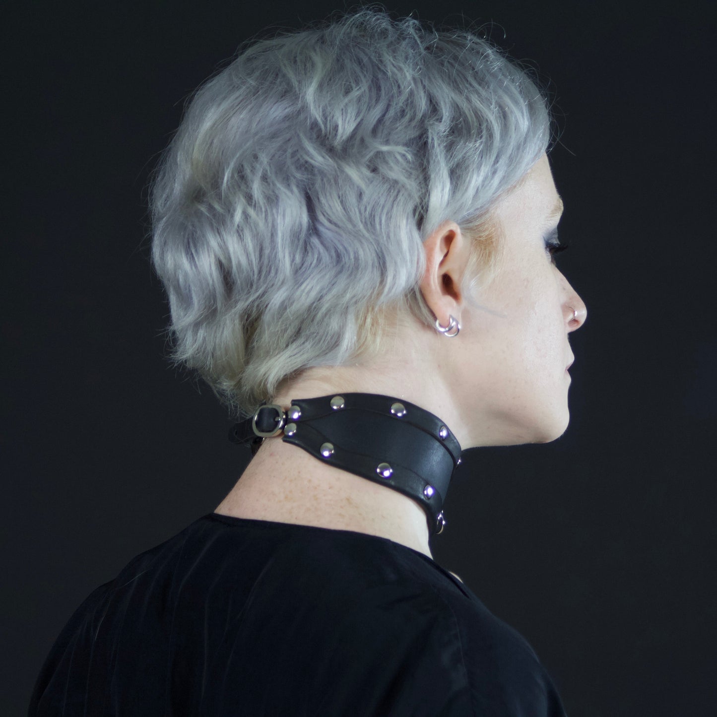 Black Leather Collar with O-Ring