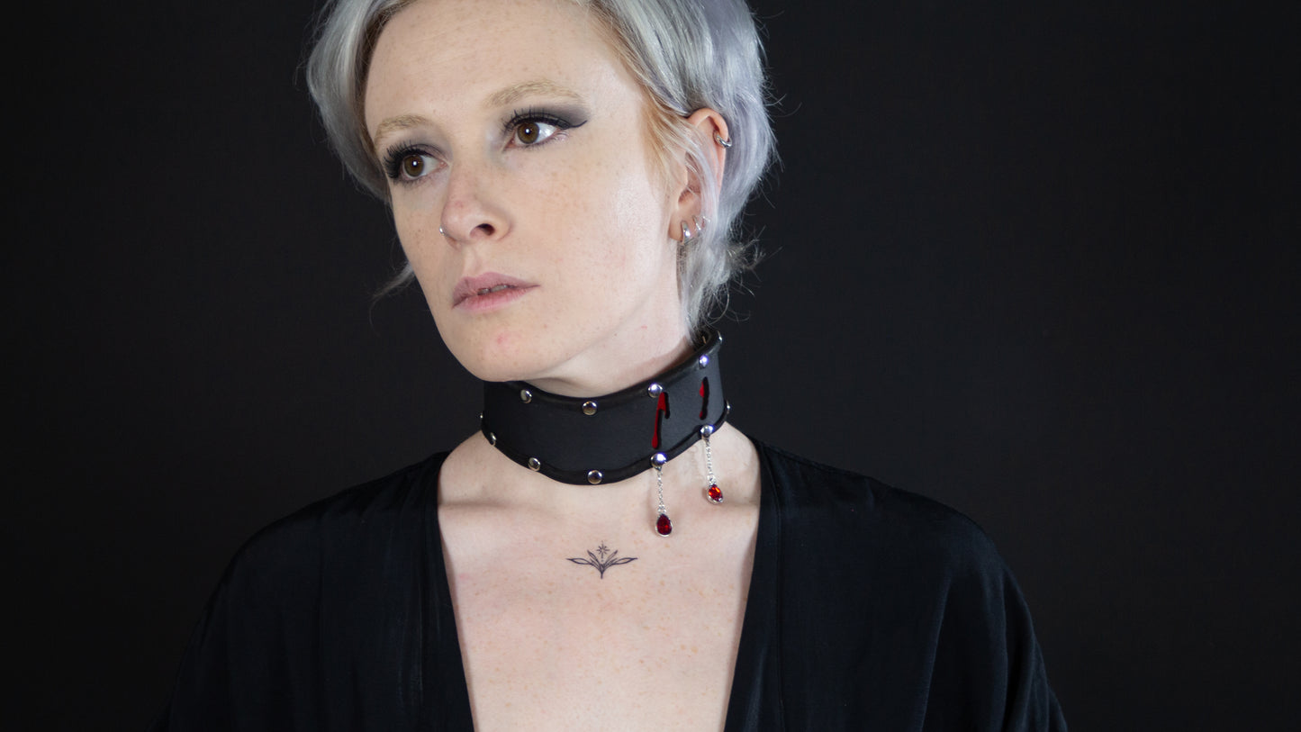 Vampire Bite Collar with Gem Dangles